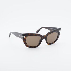 Tom Ford Athena FT1190 52H Sunglasses Havana Cat Eye Frame, Polarized Lenses